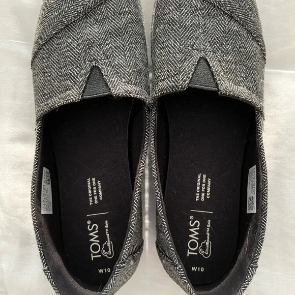 TOMS Black Metallic Herringbone shoes - Picture 3 of 4